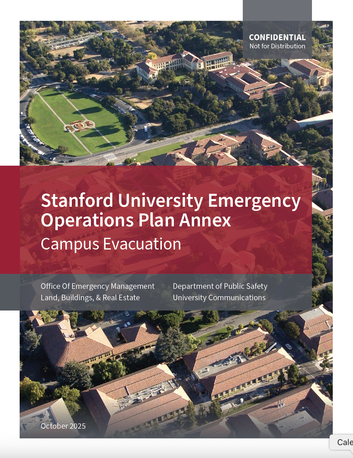 Cover photo for Campus Evacuation Annex booklet